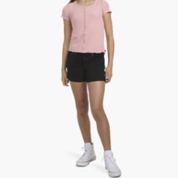 NWOT Levi's Girls' Kids Girlfriend Black Cuffed Stretch Midrise Shortie Sz 10 - Picture 6 of 9